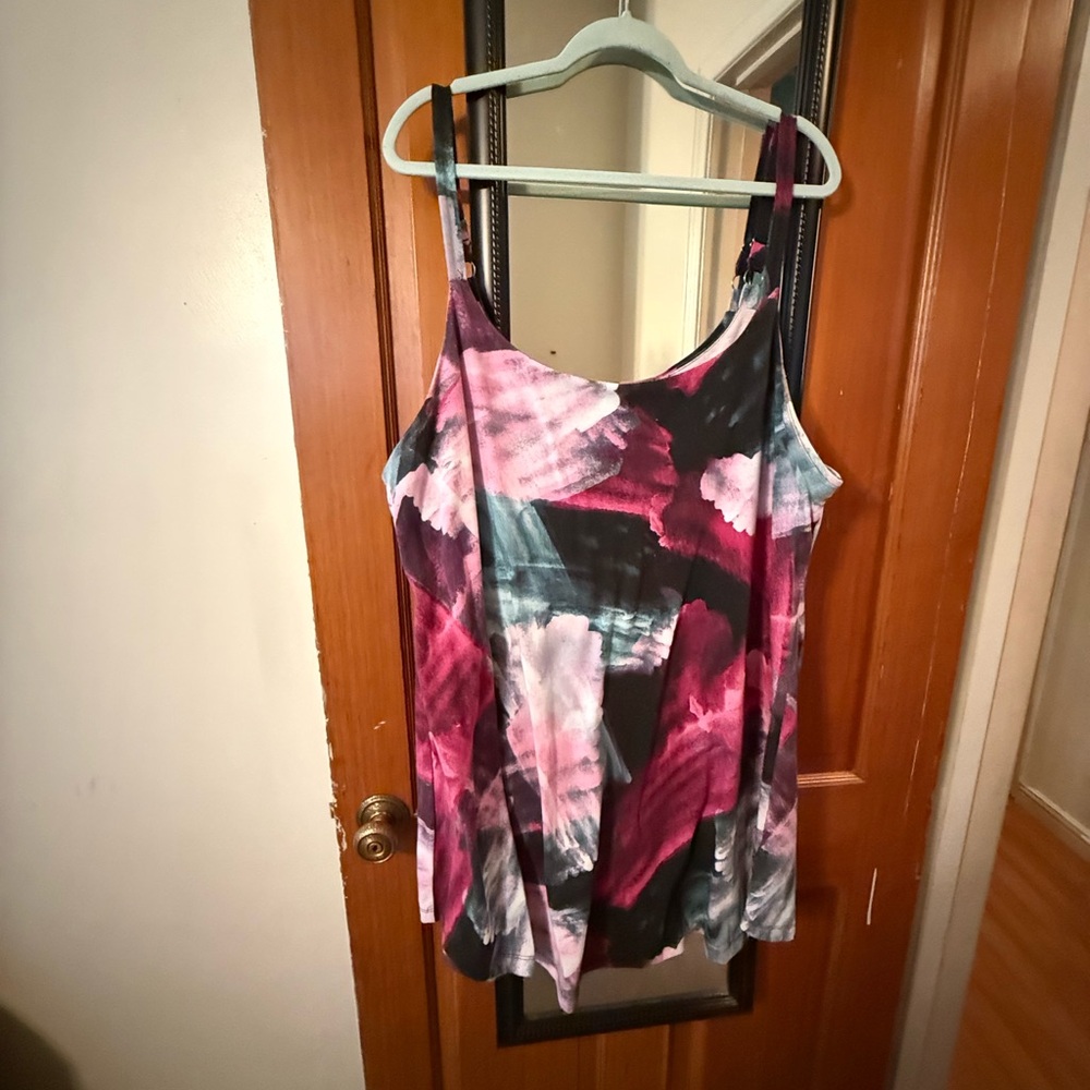 LuLaRoe Lynn Black, Pink & Teal Brushstroke romper dress